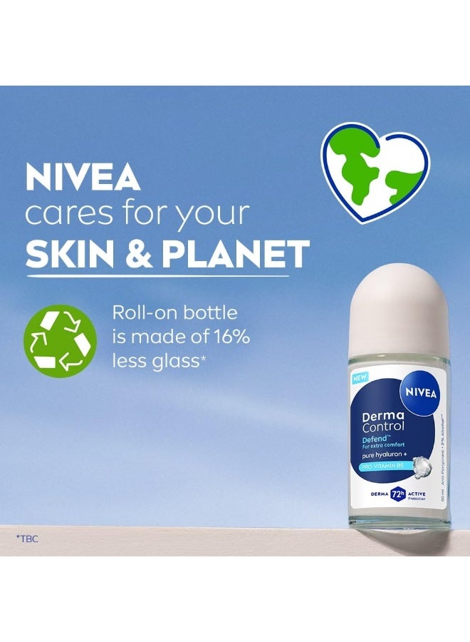 NIVEA Derma Control Defend, Pure Hyaluron & ProVitB5, Underarm RollOn Women 50ml - Image 2